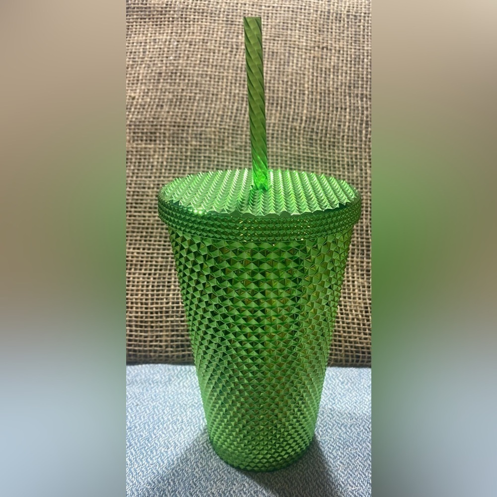 Starbucks Tumbler with Straw 16 oz Metallic Green Bling Studded 2023 Holiday NEW - Picture 2 of 4